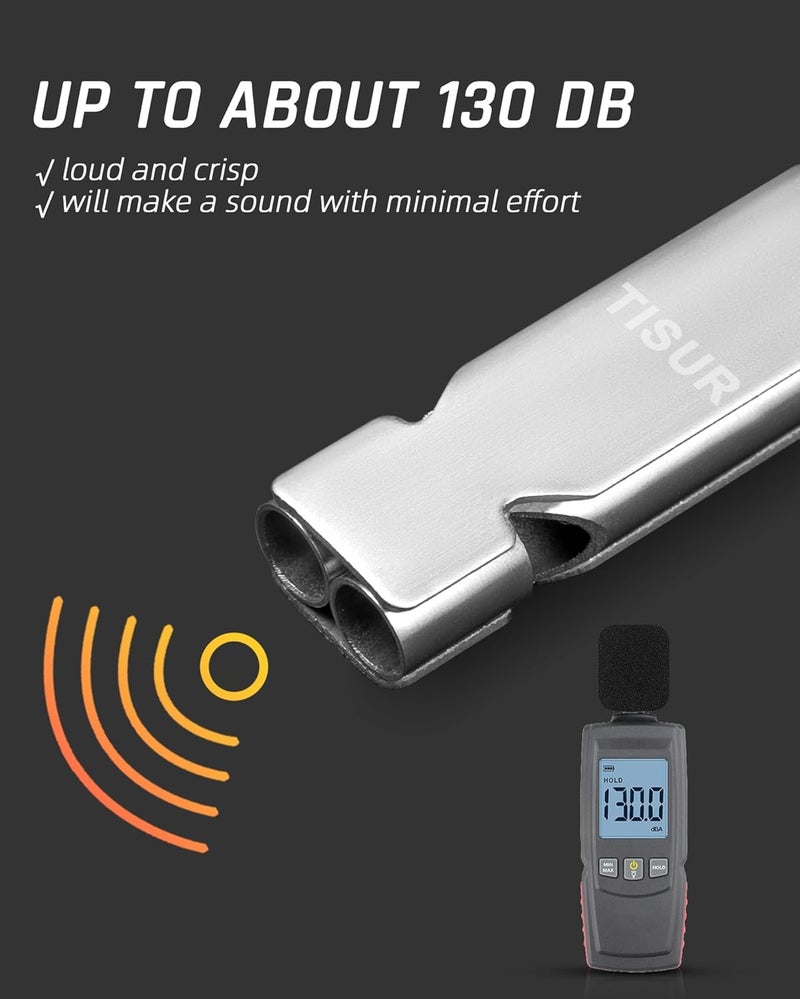 TISUR صفارات الطوارئ العالية، 130db+ صفارة إنقاذ للسلامة مع سلسلة مفاتيح للنجاة، للتخييم والمشي مع الكلاب - Image 3